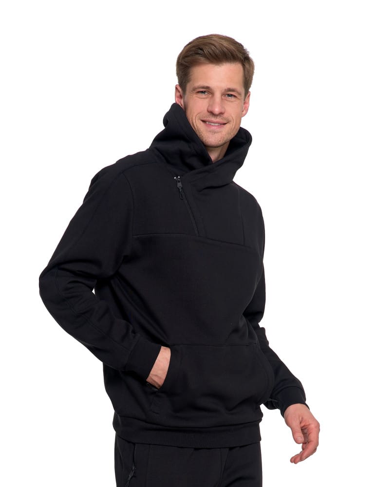 Bluzy męskie - Bluza męska dresowa ocieplana z wysoką stójką CZARNY  - produkt moraj.pl 8