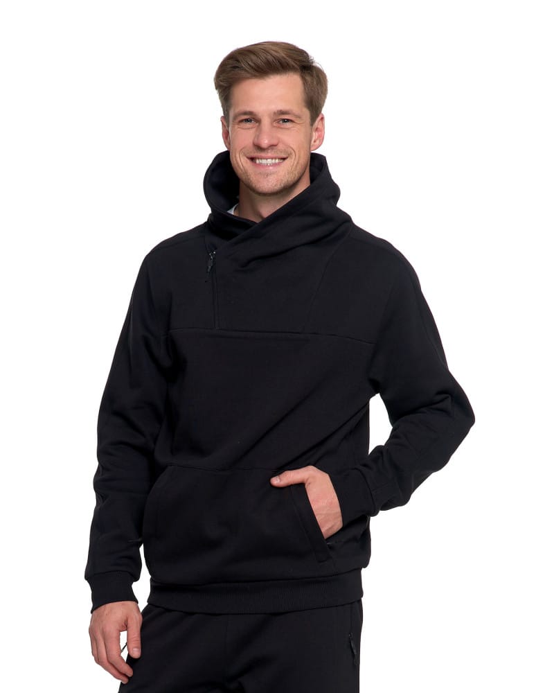 Bluzy męskie - Bluza męska dresowa ocieplana z wysoką stójką CZARNY  - produkt moraj.pl 5