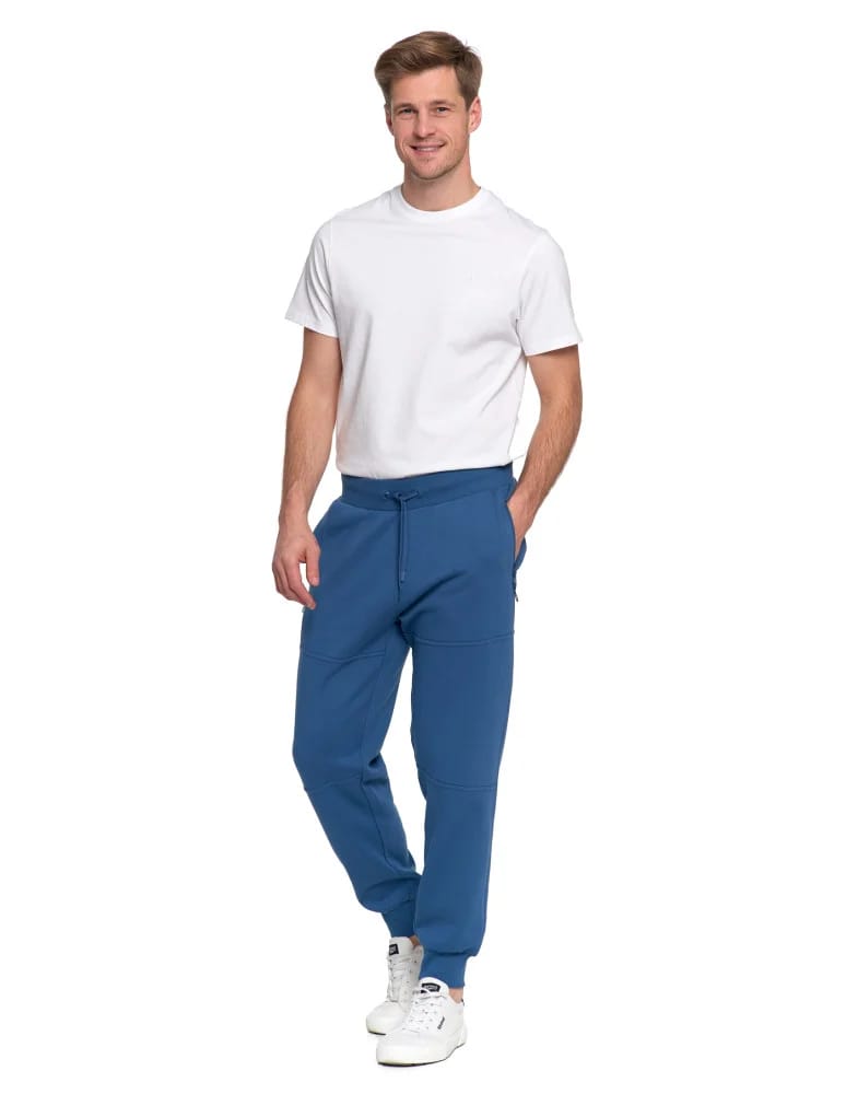 Spodnie męskie - Spodnie dresowe męskie joggery ocieplane z kieszeniami JEANS - produkt moraj.pl 2