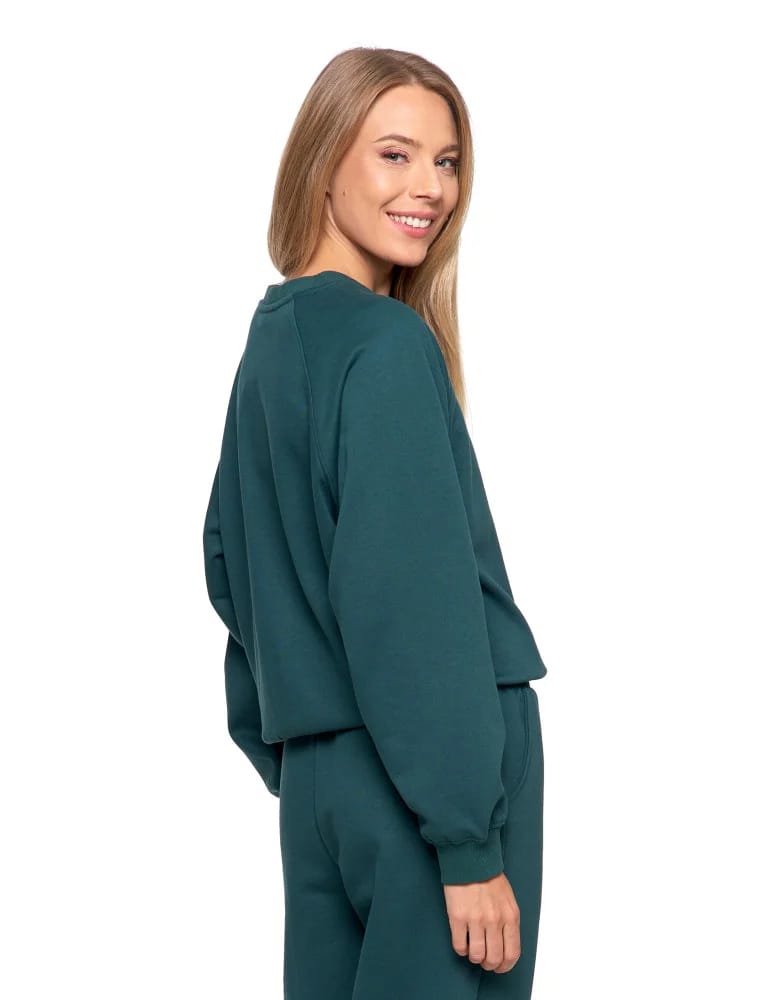 Bluzy damskie - Bluza damska dresowa z haftem ocieplana ZIELONY - produkt moraj.pl 5