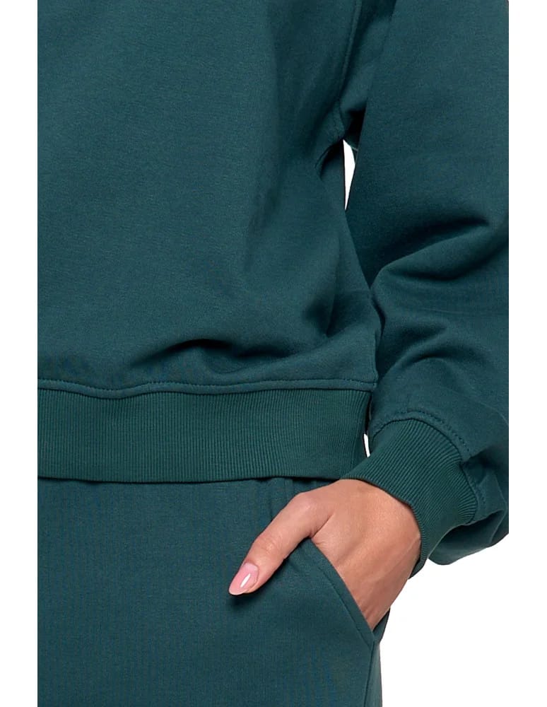 Bluzy damskie - Bluza damska dresowa z haftem ocieplana ZIELONY - produkt moraj.pl 4