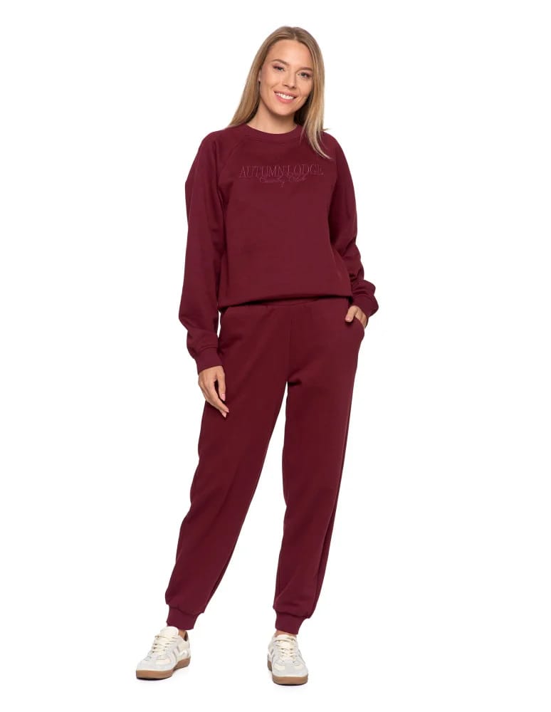 Bluzy damskie - Bluza damska dresowa z haftem ocieplana BORDOWY - produkt moraj.pl 14