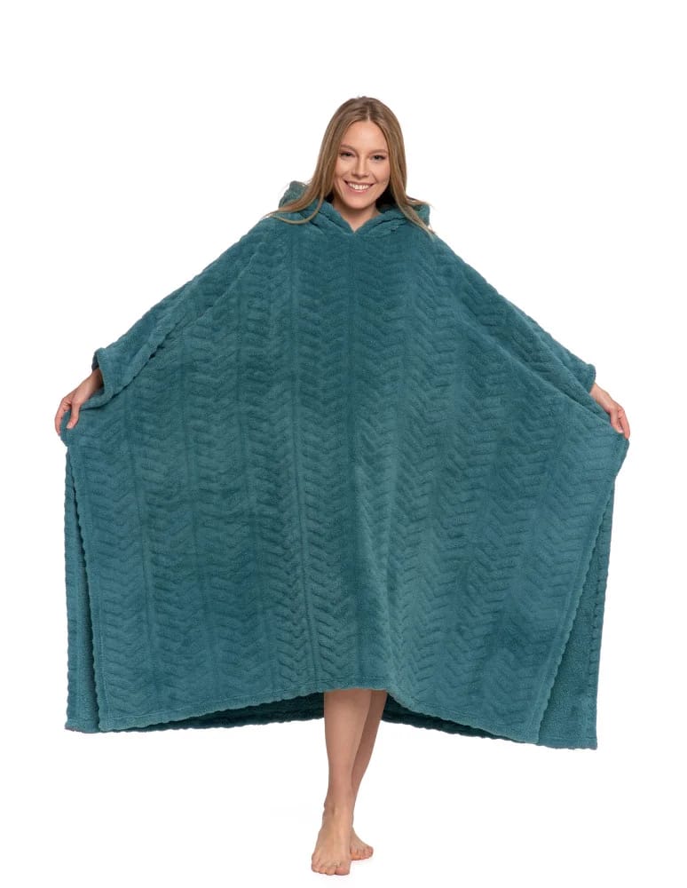 Kocobluzy - Kocobluza damska z kapturem poncho ZIELONY - produkt moraj.pl 5