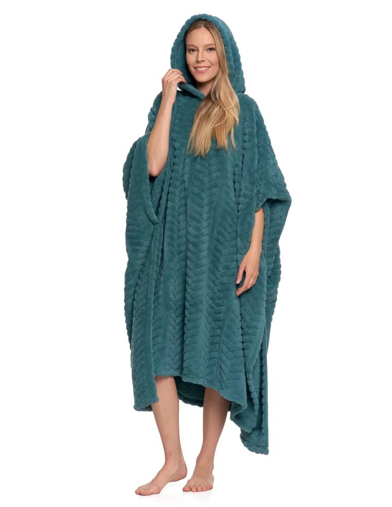 Kocobluzy - Kocobluza damska z kapturem poncho ZIELONY - produkt moraj.pl 6
