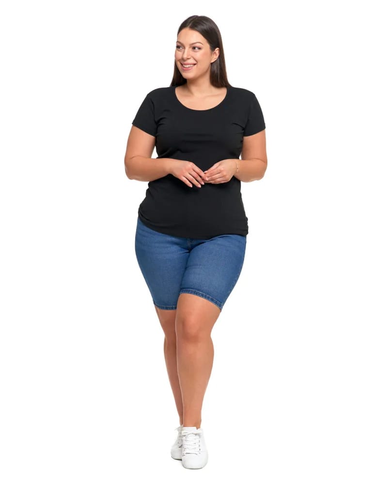 Koszulki i T-shirty - T-shirt damski z okrągłym dekoltem plus size CZARNY  - produkt moraj.pl 4