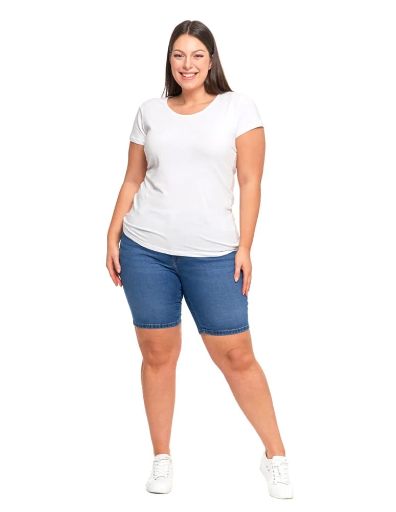 Koszulki i T-shirty - T-shirt damski z okrągłym dekoltem plus size BIAŁY  - produkt moraj.pl 4