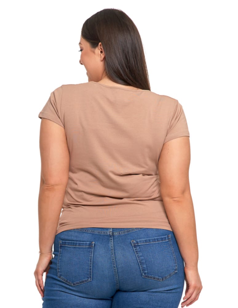 Koszulki i T-shirty - T-shirt damski z okrągłym dekoltem plus size MOKKA  - produkt moraj.pl 2