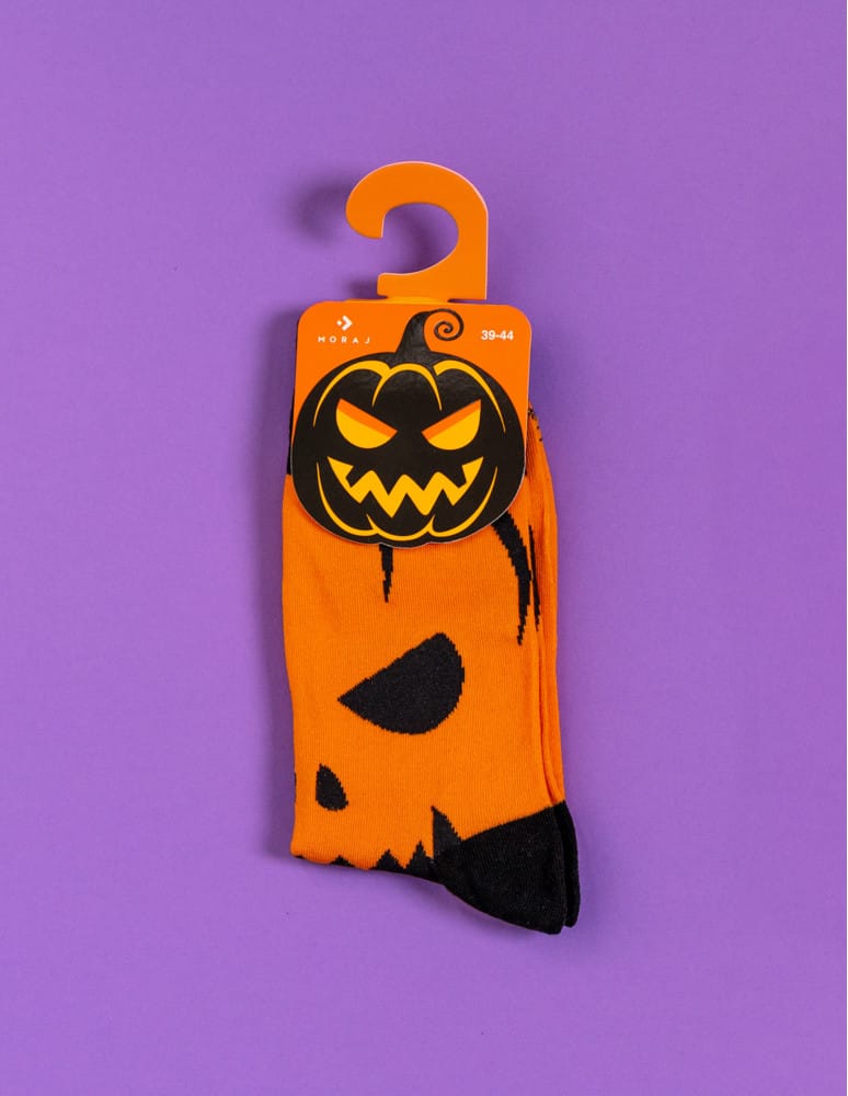 Skarpetki długie - Skarpetki męskie długie halloween POMARAŃCZOWY  - produkt moraj.pl 3