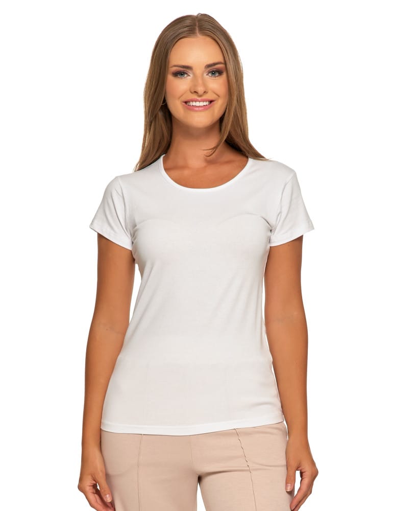 T-shirt damski bawełniany z krótkim rękawkiem jednokolorowy WHITE