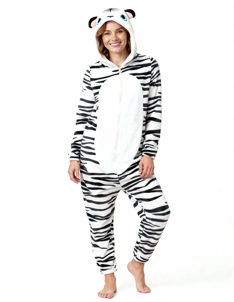 Kocobluzy - Onesie piżama jednoczęściowa unisex w zebrę CZARNY  - produkt moraj.pl 2