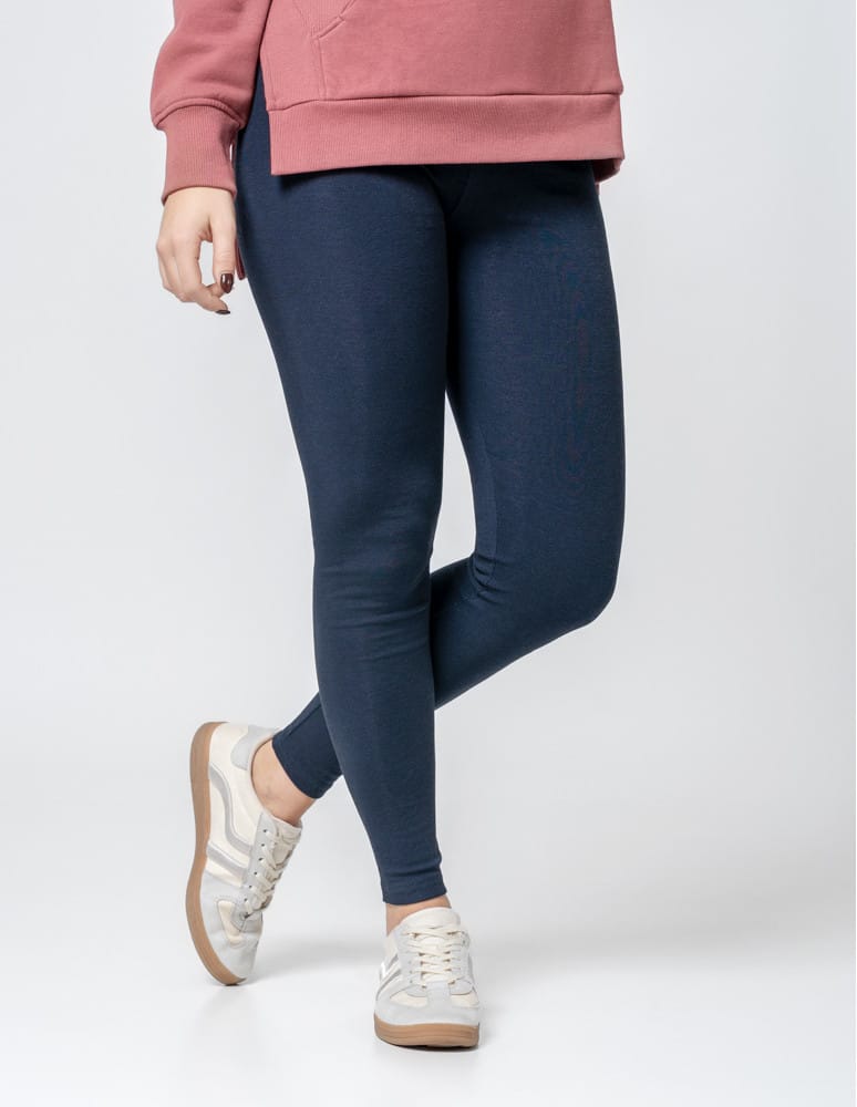Legginsy damskie - Klasyczne bawełniane legginsy damskie GRANATOWY  - produkt moraj.pl 2