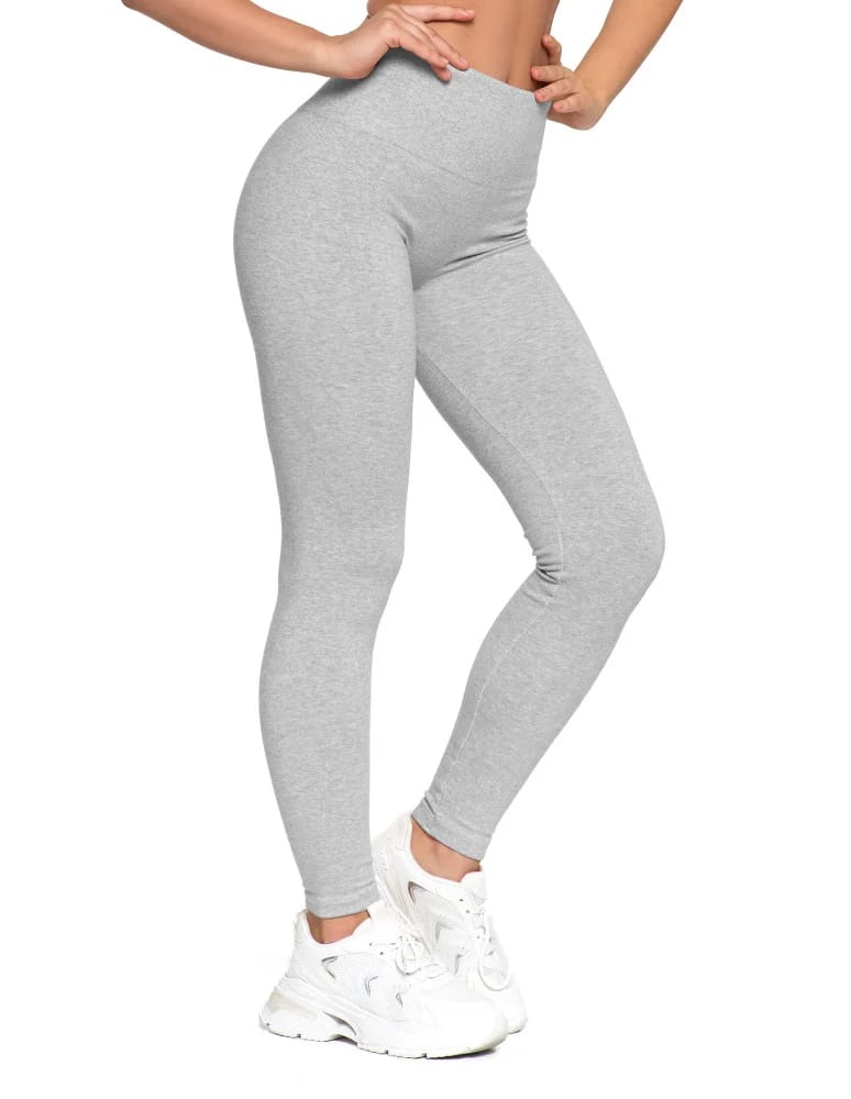 Legginsy damskie - Legginsy damskie ocieplane z wysokim stanem i szerokim pasem SZARY  - produkt moraj.pl 2