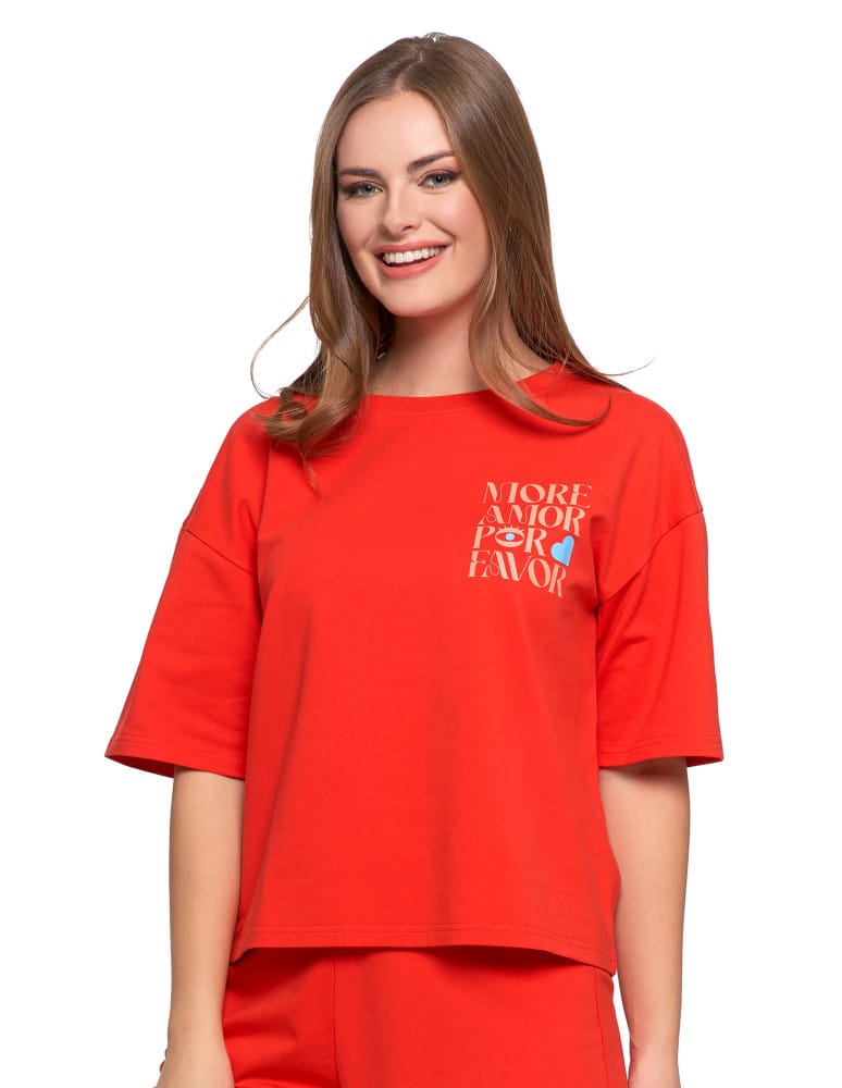 Koszulki z krótkim rękawem - T-shirt damski o luźnym kroju z napisami SZARY - produkt moraj.pl 6