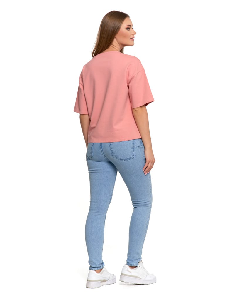 Koszulki z krótkim rękawem - T-shirt damski o luźnym kroju z napisami SZARY - produkt moraj.pl 49