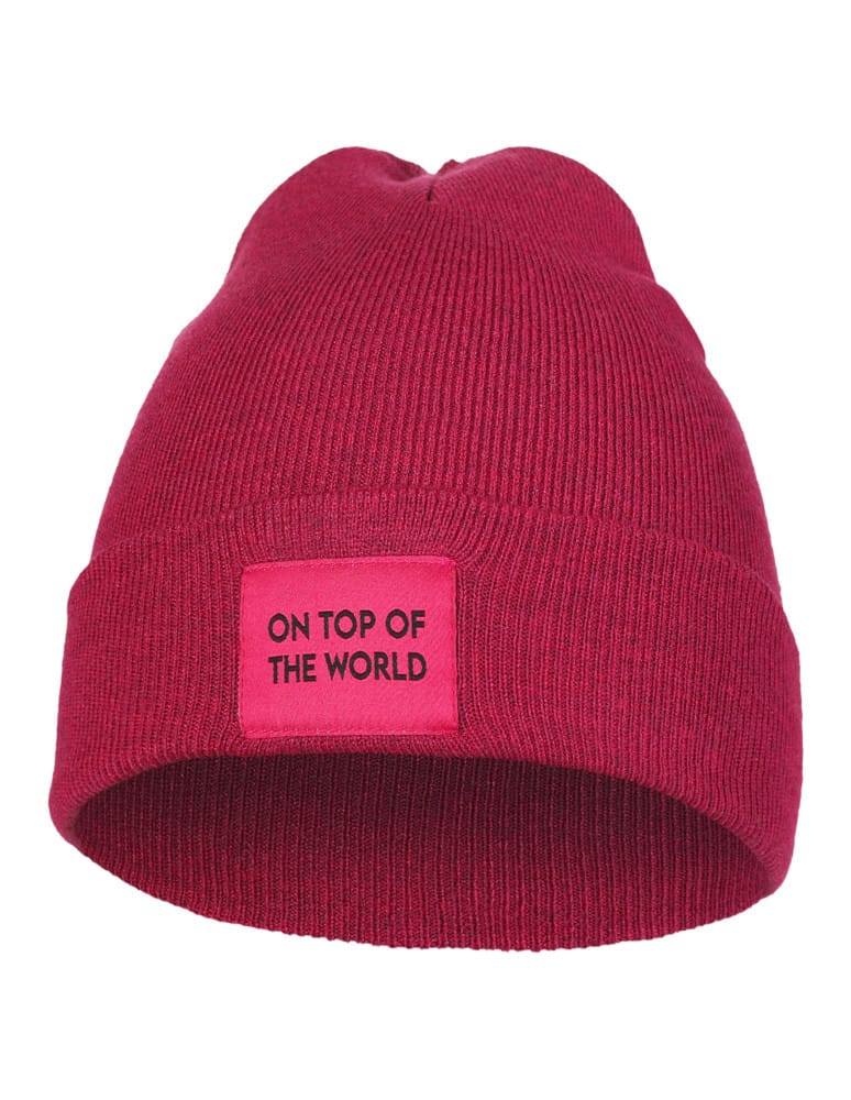 Czapki i opaski - Czapka damska przejściowa beanie z wiskozy z naszywką RÓŻOWY - produkt moraj.pl 1