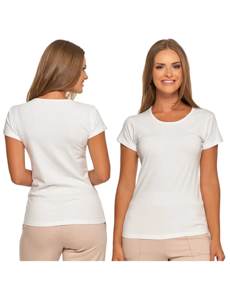 Koszulki i T-shirty - T-shirt damski bawełniany z krótkim rękawkiem jednokolorowy WHITE - produkt moraj.pl 10