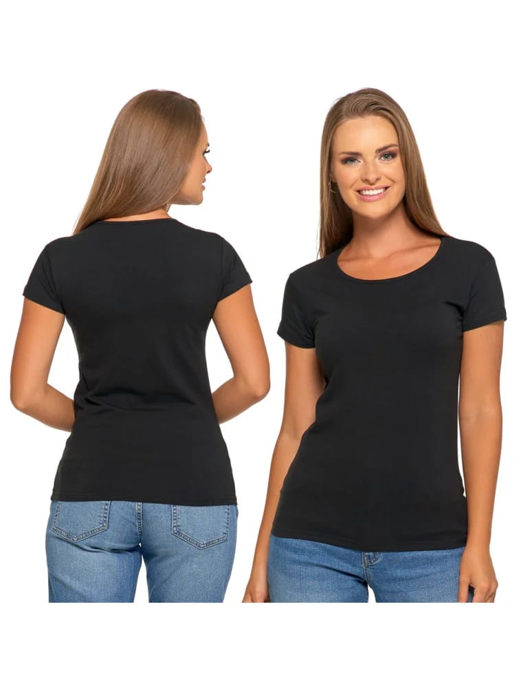 Koszulki i T-shirty - T-shirt damski bawełniany z krótkim rękawkiem jednokolorowy CZARNY - produkt moraj.pl 7