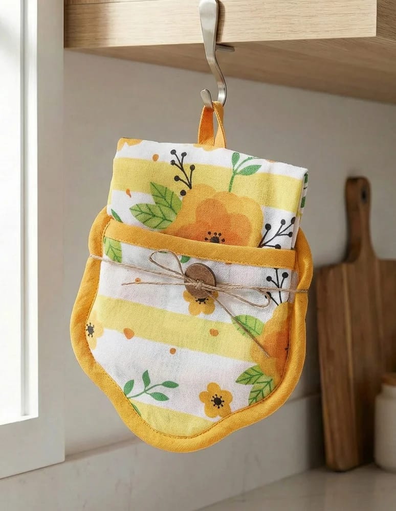 Ręczniki - Zestaw kuchenny ręcznik i rękawica ŻÓŁTY - produkt moraj.pl 3