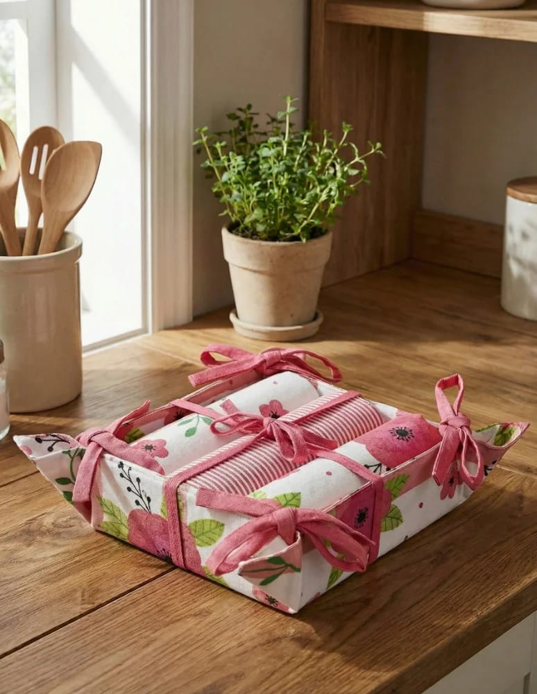 Kuchenne - Ręczniki kuchenne bawełniane w prezentowym opakowaniu 3-pak WIELOKOLOROWY  - produkt moraj.pl 5