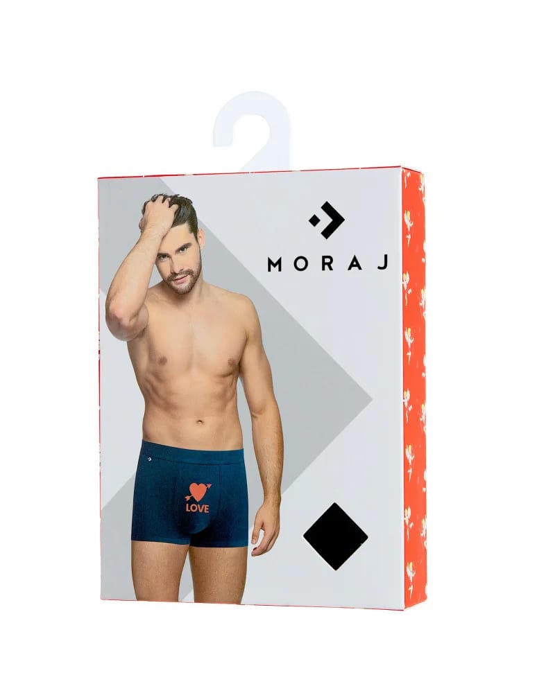 Bokserki dopasowane - Bokserki męskie bawełniane dopasowane z walentynkowym wzorem GRANATOWY  - produkt moraj.pl 2