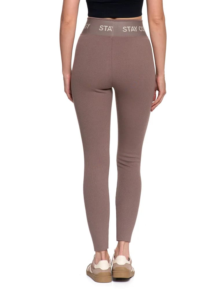 Legginsy damskie - Legginsy damskie ocieplane w prążek wysoki stan MOKKA - produkt moraj.pl 5