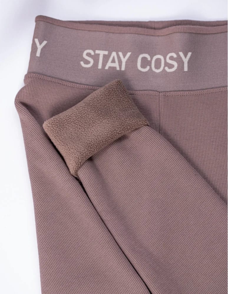 Legginsy damskie - Legginsy damskie ocieplane w prążek wysoki stan MOKKA - produkt moraj.pl 7