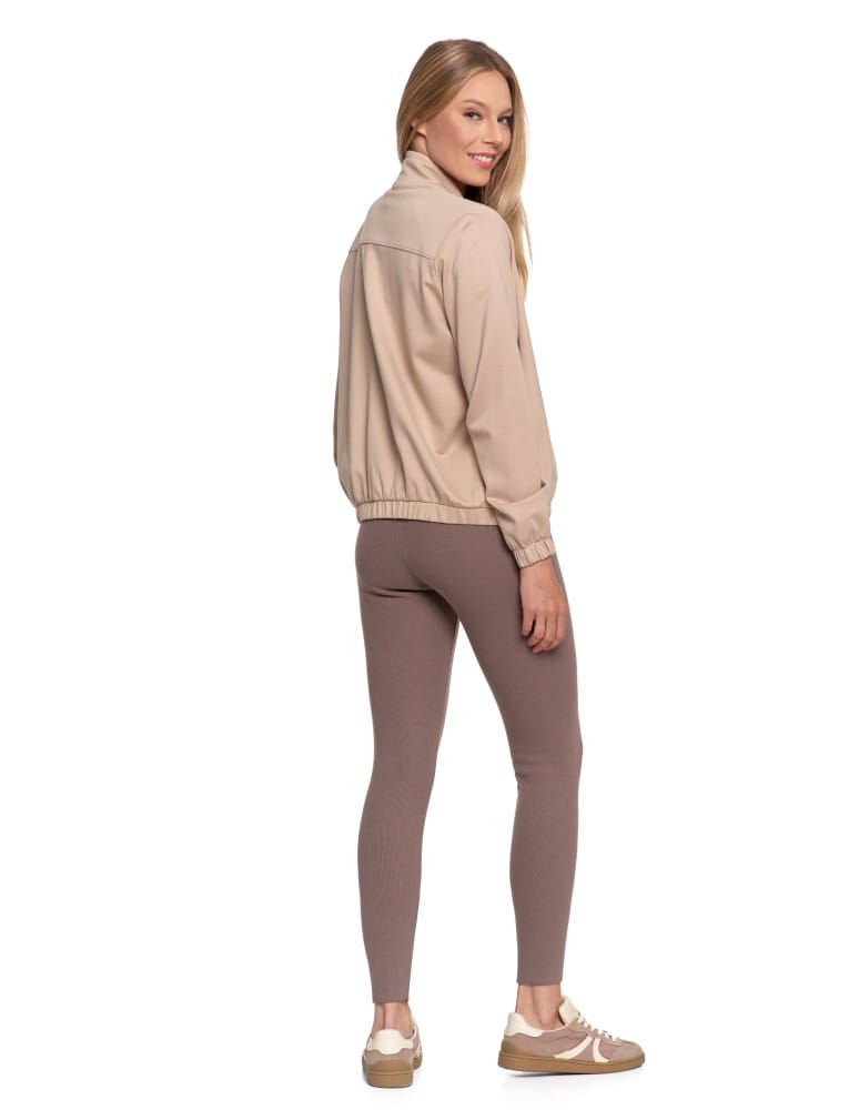 Legginsy damskie - Legginsy damskie ocieplane w prążek wysoki stan MOKKA  - produkt moraj.pl 9