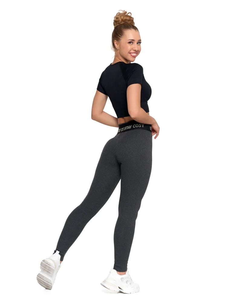 Legginsy damskie - Legginsy damskie ocieplane w prążek wysoki stan GRAFIT  - produkt moraj.pl 11