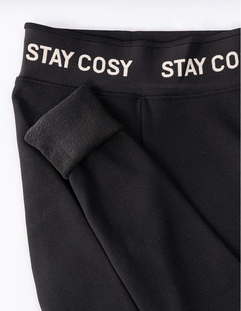 Legginsy damskie - Legginsy damskie ocieplane w prążek wysoki stan CZARNY  - produkt moraj.pl 8