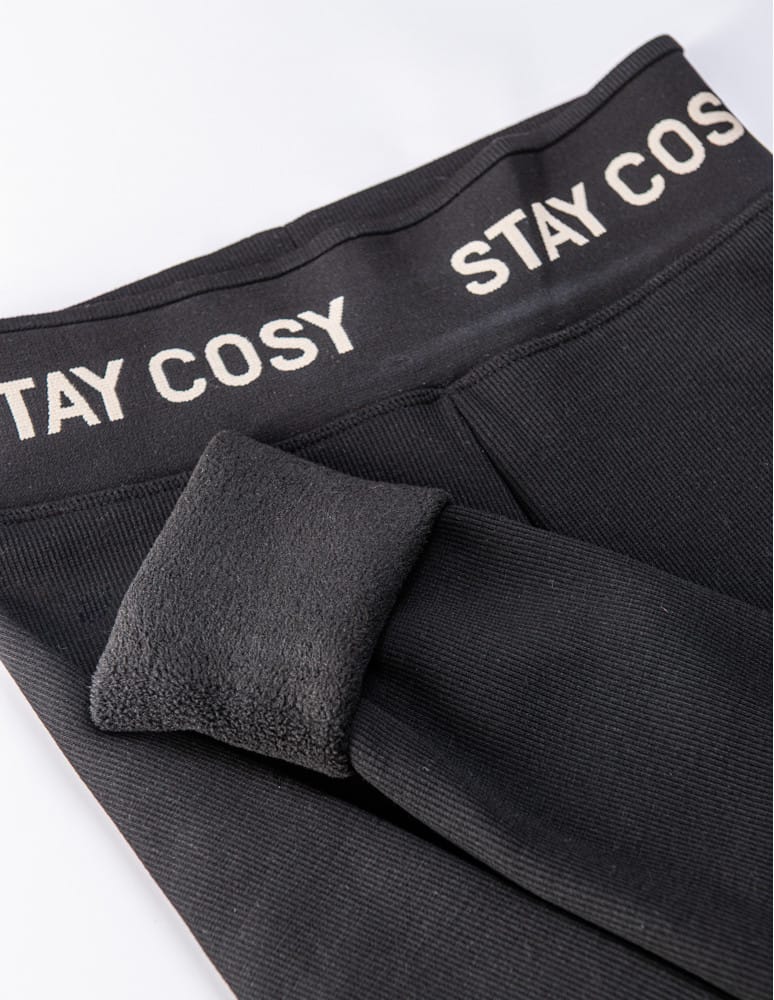 Legginsy damskie - Legginsy damskie ocieplane w prążek wysoki stan CZARNY  - produkt moraj.pl 9
