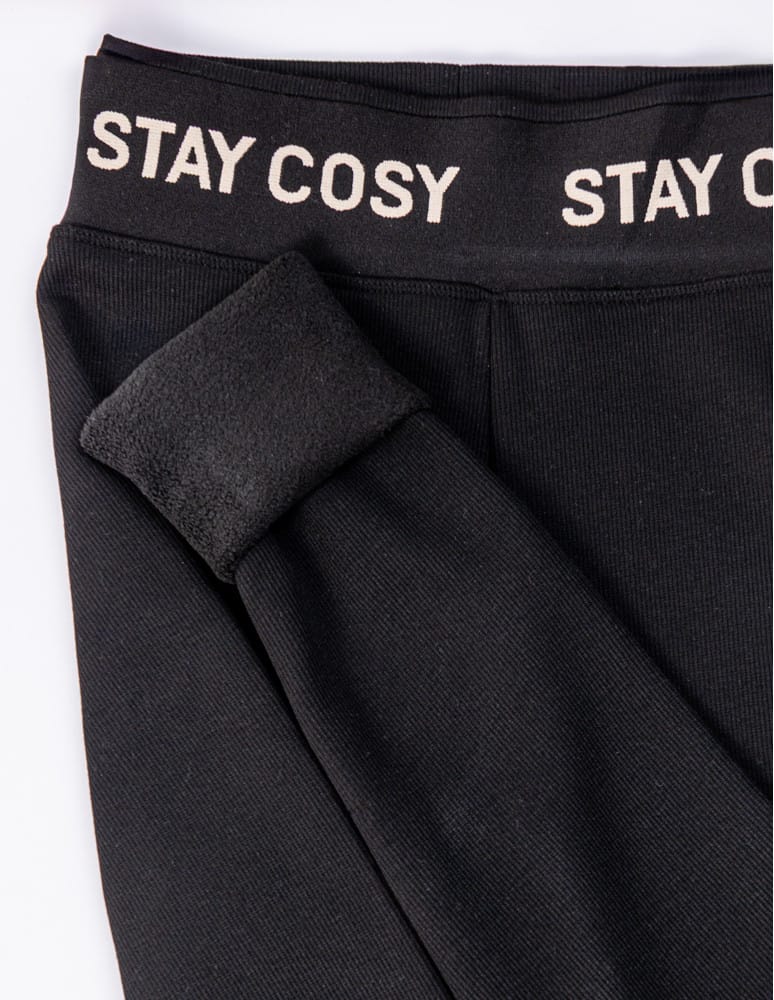 Legginsy damskie - Legginsy damskie ocieplane w prążek wysoki stan CZARNY  - produkt moraj.pl 10