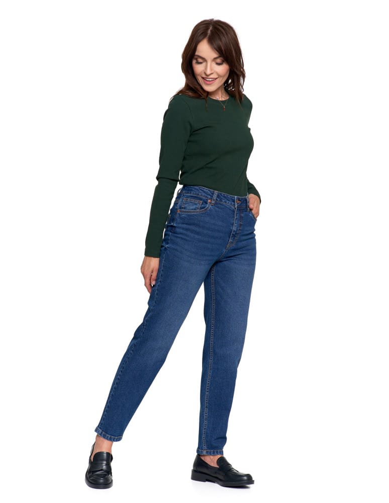 Jeansy - Damskie spodnie jeansowe mom fit JASNY NIEBIESKI - produkt moraj.pl 3