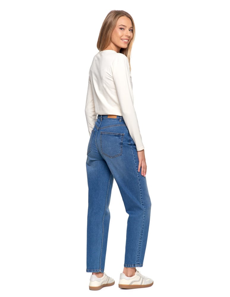 Jeansy - Damskie spodnie jeansowe mom fit JASNY NIEBIESKI - produkt moraj.pl 10