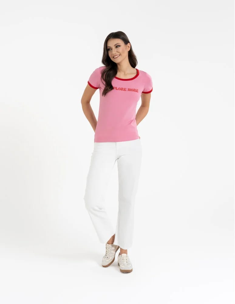 Koszulki i T-shirty - Koszulka damska t-shirt Slim Fit z napisami WZÓR 5 - produkt moraj.pl 3