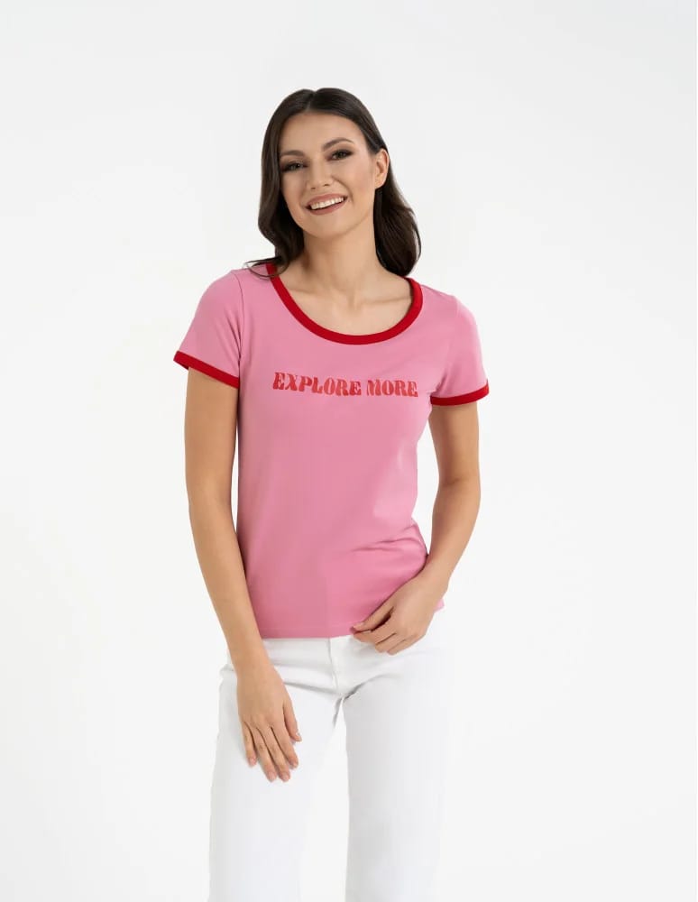 Koszulki i T-shirty - Koszulka damska t-shirt Slim Fit z napisami WZÓR 5 - produkt moraj.pl 5