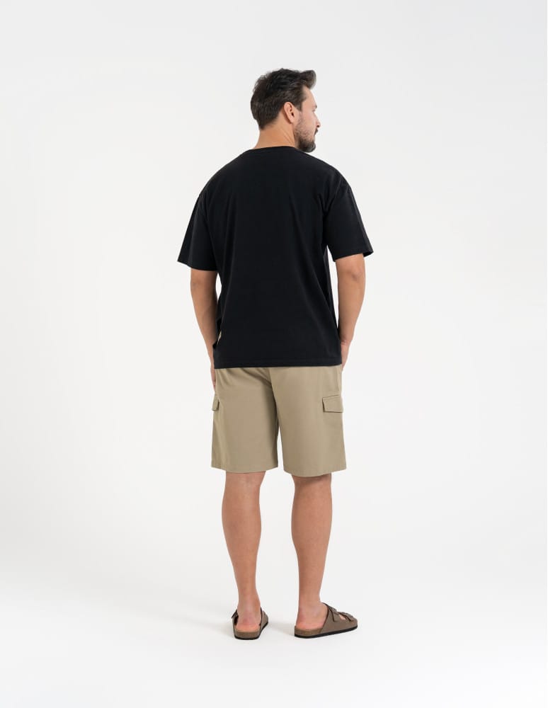 T-shirty basic - T-shirt męski luźny bawełniany z minimalistycznym nadrukiem CZARNY  - produkt moraj.pl 8