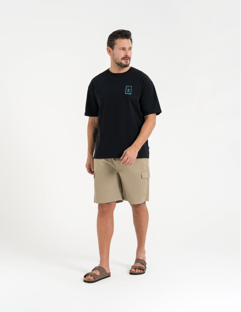 T-shirty basic - T-shirt męski luźny bawełniany z minimalistycznym nadrukiem CZARNY  - produkt moraj.pl 6
