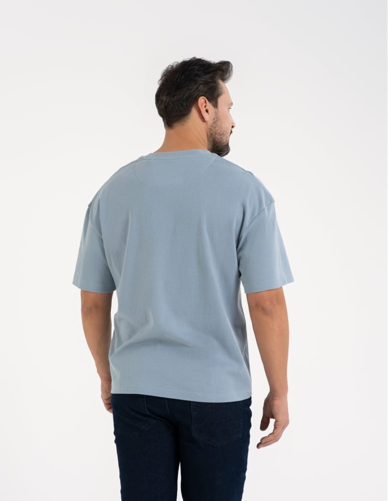 Koszulki i Tank Topy - T-shirt męski o luźnym kroju koszulka 100% bawełna NIEBIESKI  - produkt moraj.pl 6