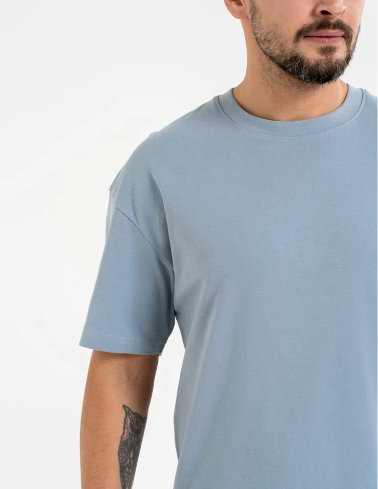 Koszulki i Tank Topy - T-shirt męski o luźnym kroju koszulka 100% bawełna NIEBIESKI - produkt moraj.pl 4