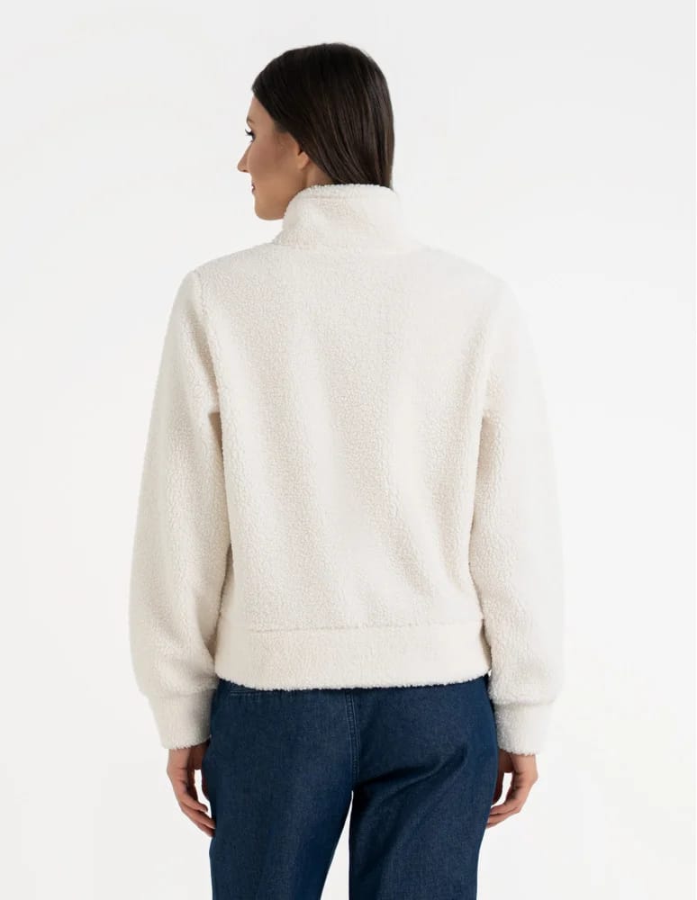 Kurtki przejściowe - Bluza damska sherpa ze stójką KREMOWY  - produkt moraj.pl 4
