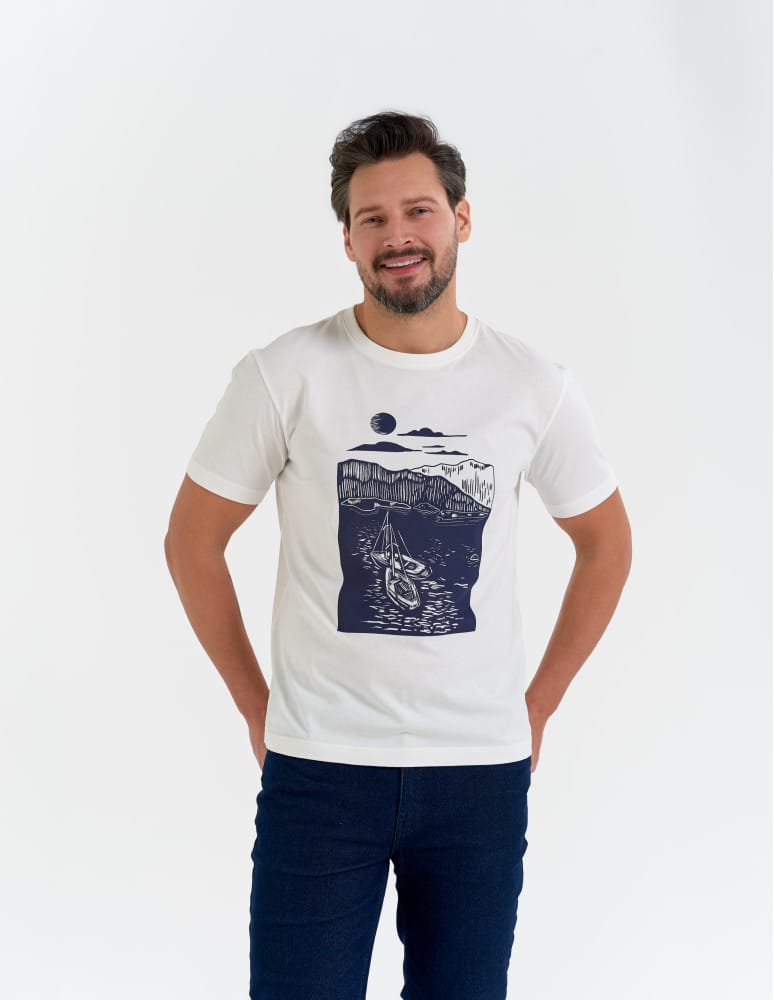 Koszulki i Tank Topy - T-shirt męski koszulka z motywem żeglarskim BIAŁY - produkt moraj.pl 1