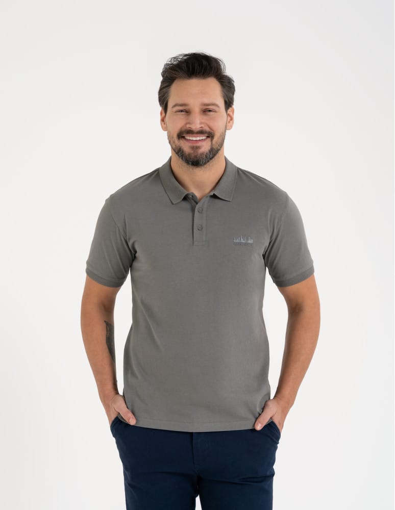 Polo - Męska koszulka polo z krótkim rękawem SZARY - produkt moraj.pl 1