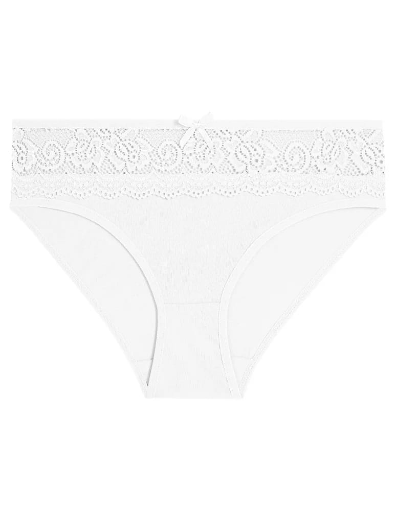 Majtki figi - Majtki figi bikini bawełniane z koronkowym pasem 4-pak WIELOKOLOROWY  - produkt moraj.pl 3