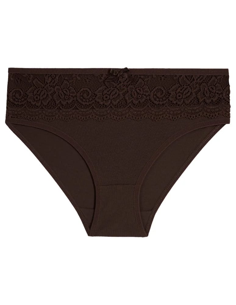 Majtki figi - Majtki figi bikini bawełniane z koronkowym pasem 4-pak WIELOKOLOROWY  - produkt moraj.pl 4