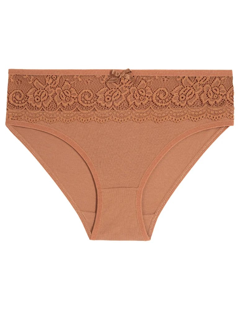 Majtki figi - Majtki figi bikini bawełniane z koronkowym pasem 4-pak WIELOKOLOROWY  - produkt moraj.pl 6