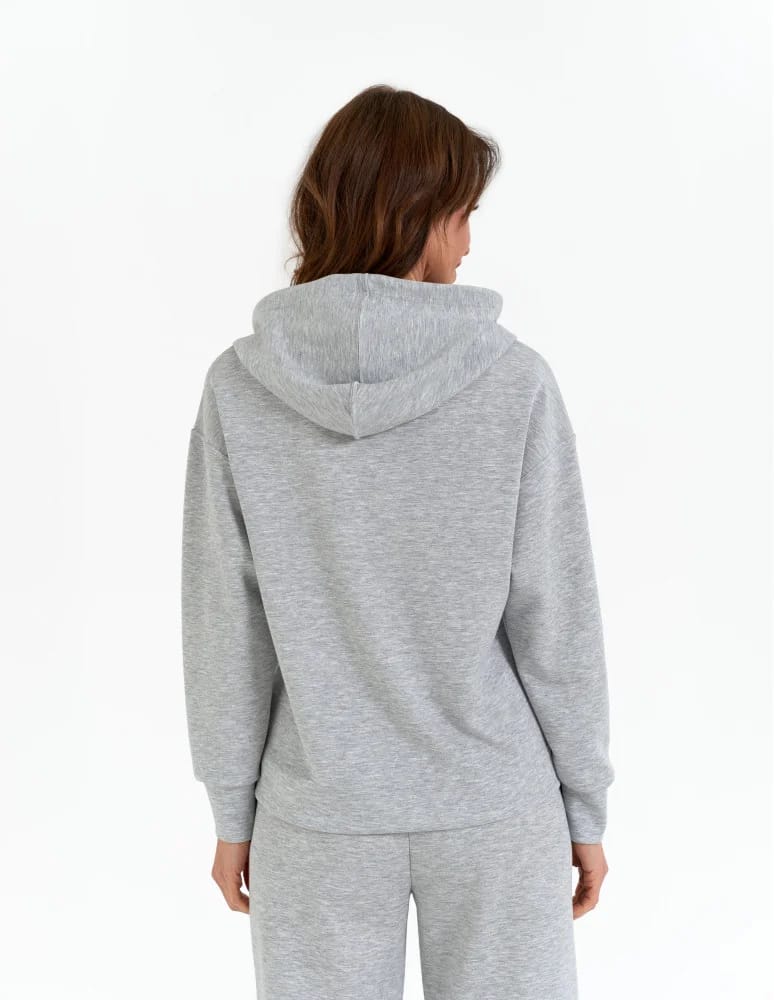 Bluzy damskie - Damska bluza wkładana przez głowę z kapturem SZARY - produkt moraj.pl 2