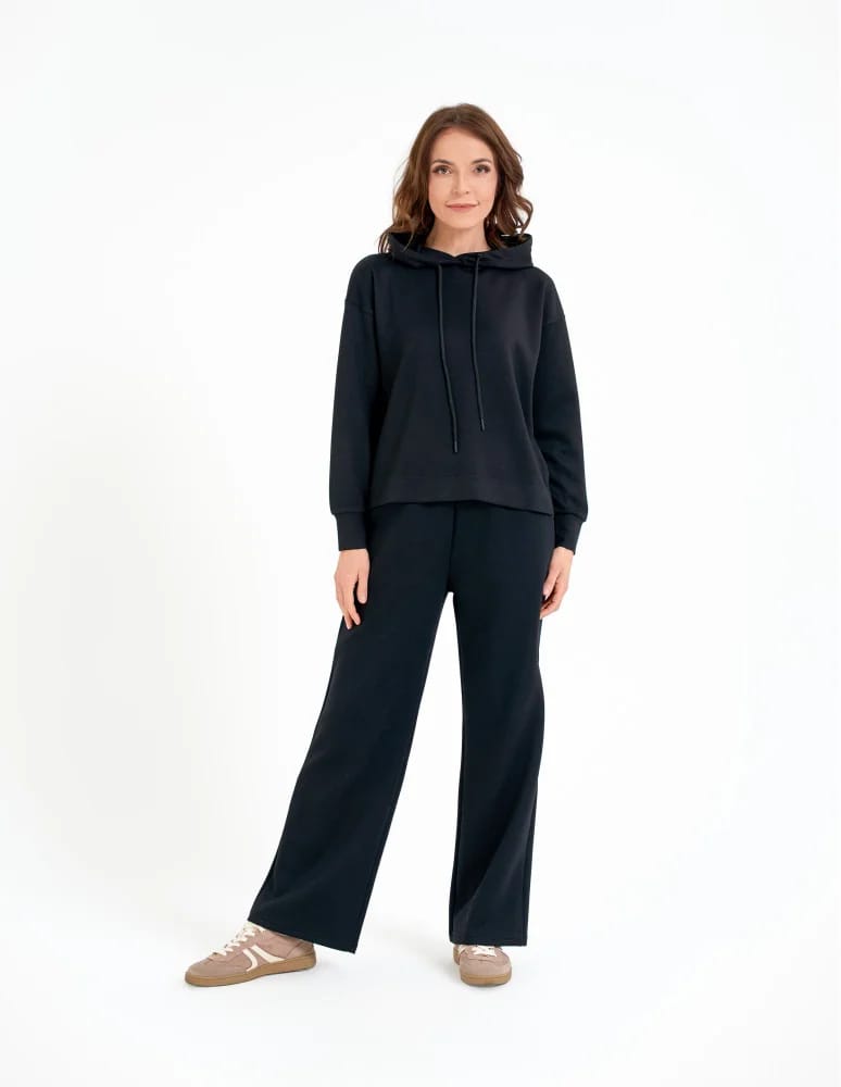 Bluzy damskie - Damska bluza wkładana przez głowę z kapturem CZARNY - produkt moraj.pl 10