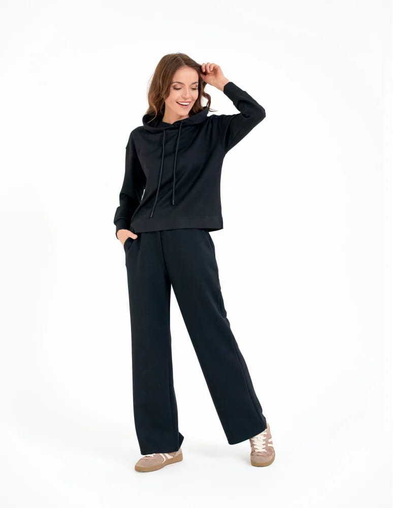 Bluzy damskie - Damska bluza wkładana przez głowę z kapturem CZARNY - produkt moraj.pl 12