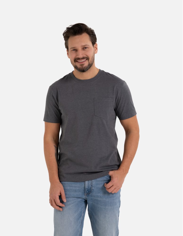 Koszulki z krótkim rękawem - Koszulka męska T-shirt bawełniany z kieszonką SZARY - produkt moraj.pl 1