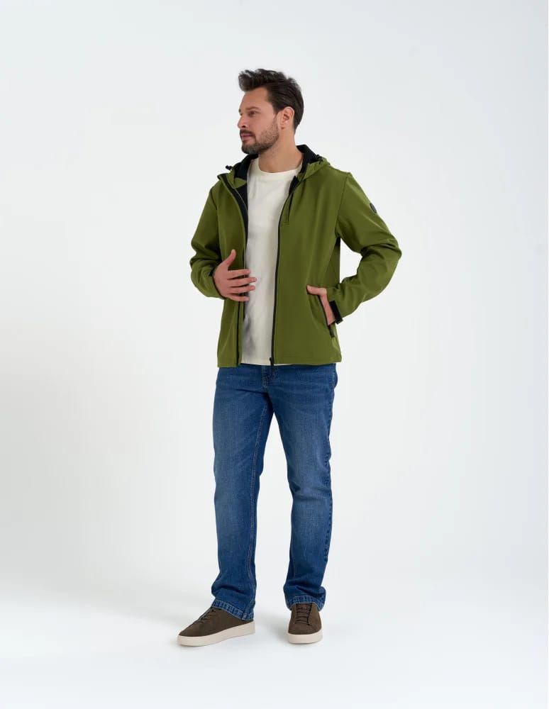 Kurtki przejściowe - Męska kurtka przejściowa softshell przeciwdeszczowy KHAKI  - produkt moraj.pl 14